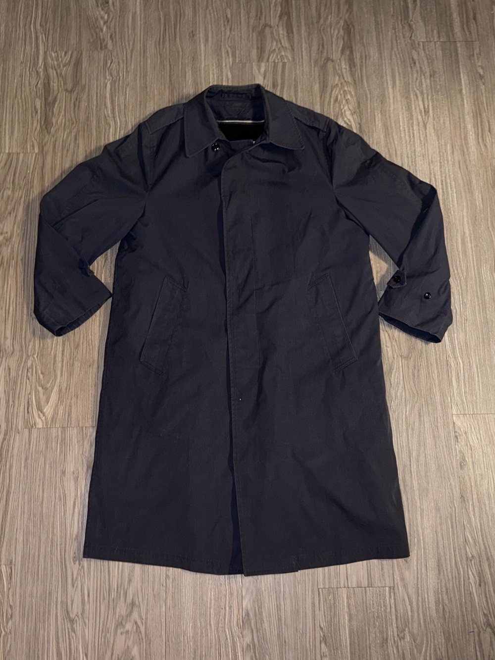 Vtg 90s All Weather US Army Trench Coat Navy Blue Removeable Liner Men's Sz 38R